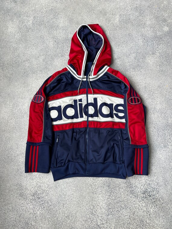 Vintage Adidas Big Logo Zip Hoodie 90s Style Etsy Canada