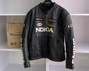 Vintage Nokia Leather moto racing jacket coat