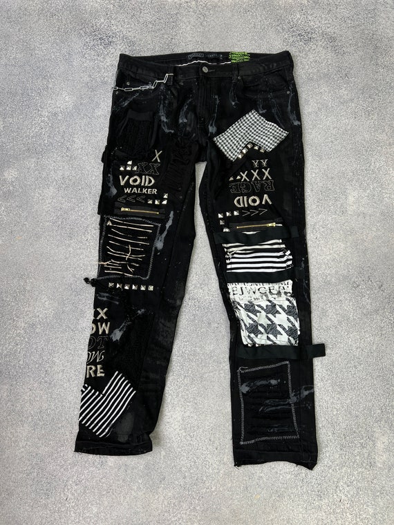 Vintage Y2k Punk Rock Goth Emo Dark Ripped Crazy Jeans - Etsy Vintage Y2k Punk Rock Goth Emo Dark Ripped Crazy Jeans - Etsy