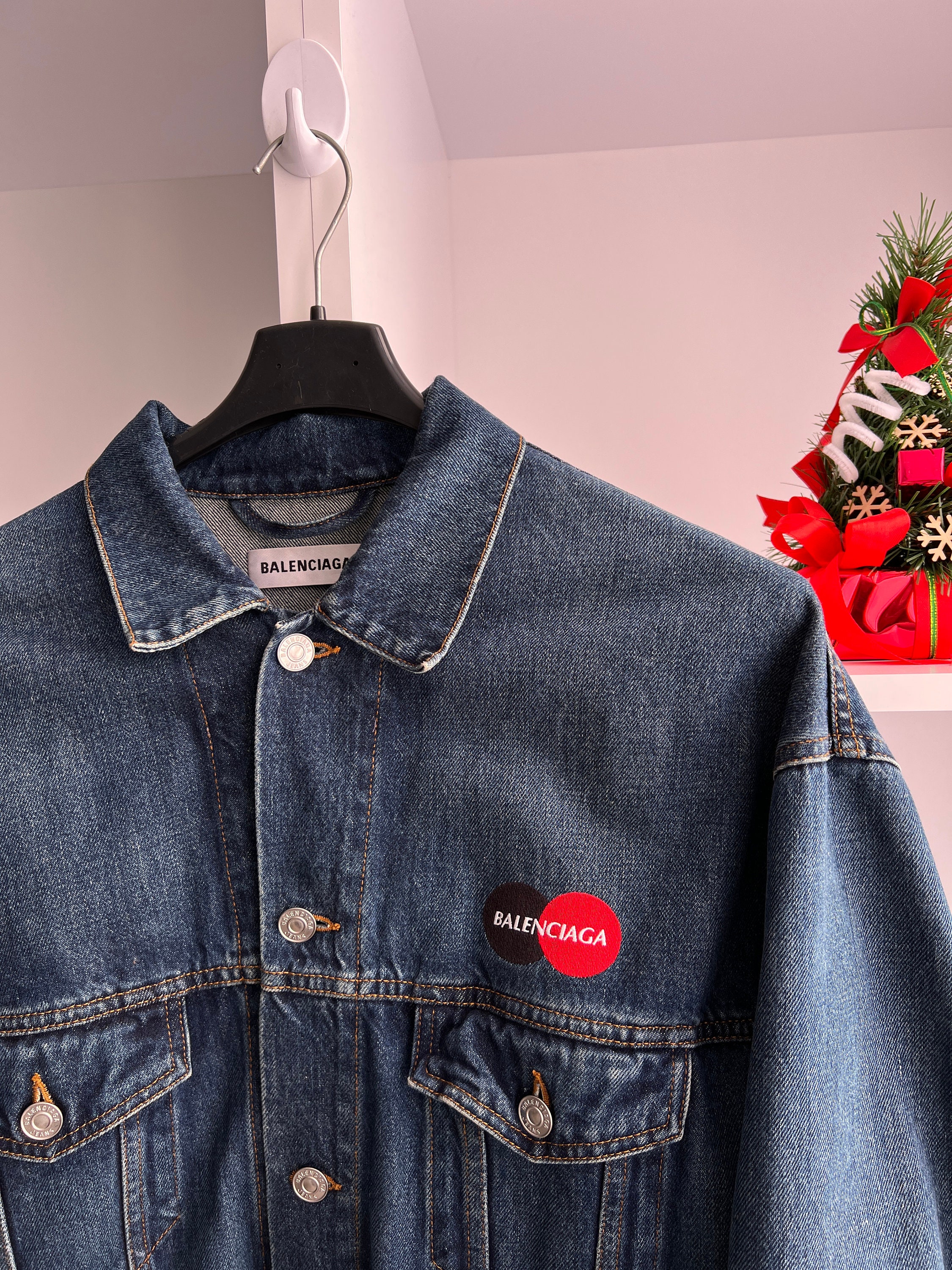 Buy Balenciaga Credit Card Logo Denim Jacket Online in India - Etsy