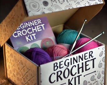 Mystery Box - 1 Random Beginner Crochet Kit Learn To Crochet Kit (no step-by-step videos)