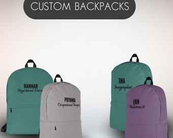 Customized Work Backpack| Personalize with your Name and Title| Work Backpack| Laptop Backpack| Bag for Work| Lunch Bag