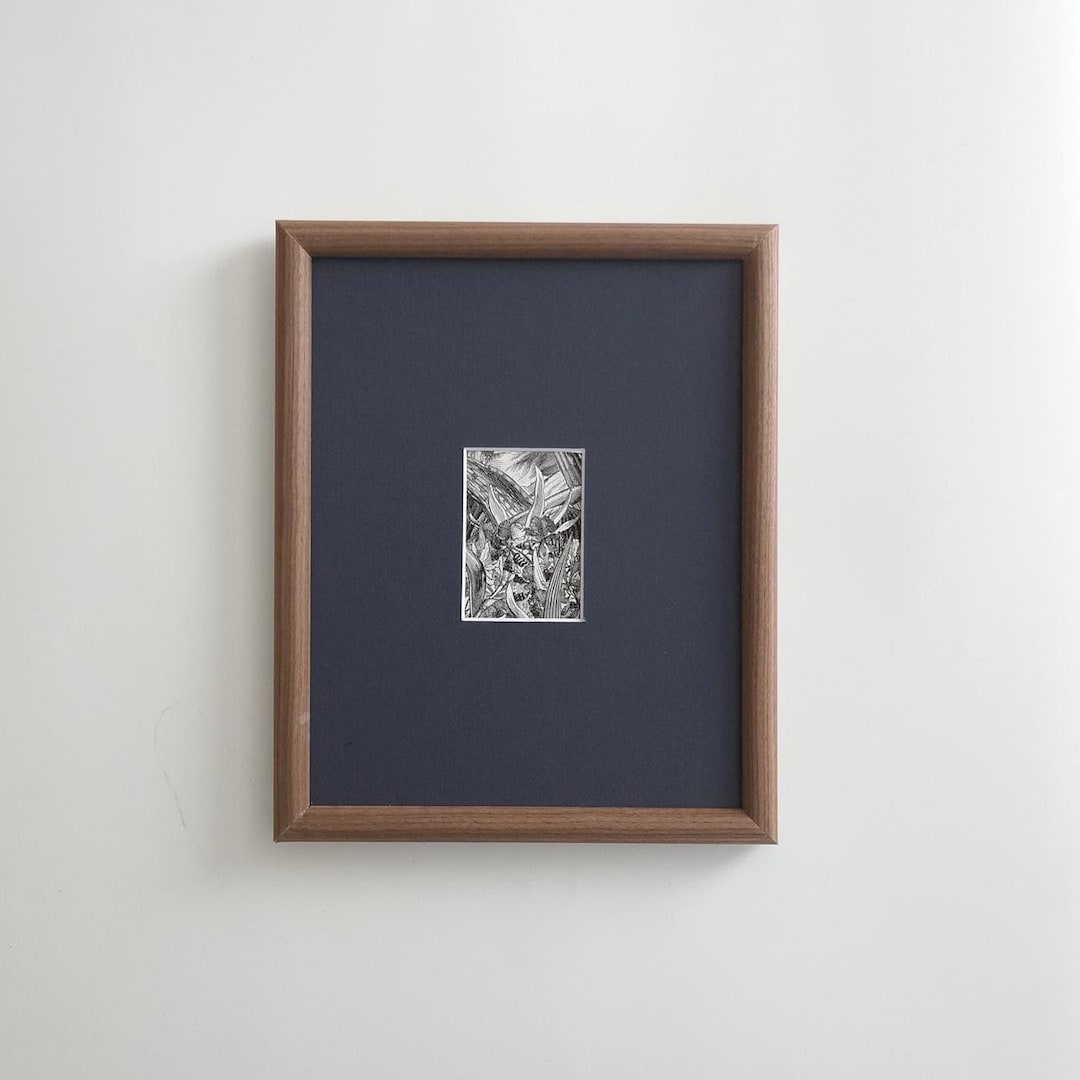 Walnut Picture Frame with Mat Center Custom Opening Size 2x3 4x6 5x7
