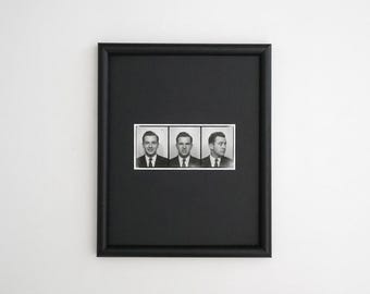 8x10 Open Grain Black Picture Frame: Mat Opening Photobooth Strip Custom Size