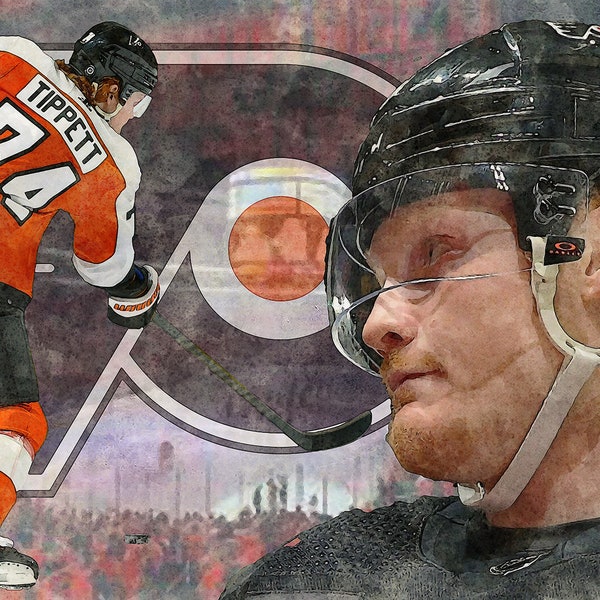 Philadelphia Flyers portrait art - OWEN TIPPETT - watercolor illustration from SportraitsCA