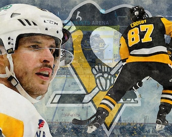 Pittsburgh Penguins portrait art - SIDNEY CROSBY - Watercolor Illustration from SportraitsCA