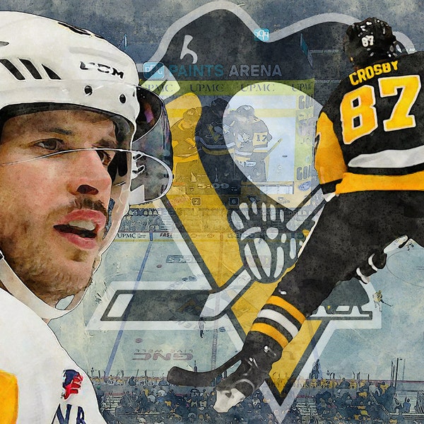 Pittsburgh Penguins portrait art - SIDNEY CROSBY - Watercolor Illustration from SportraitsCA