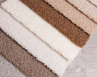 Tkanina obiciowa Boucle Teddy z wełny na poszewki na poduszki i wezgłowia łóżek | Tapicerka na krzesła, tkanina na sofy, zasłony meblowe, Boucle Stoff, Polsterstoff