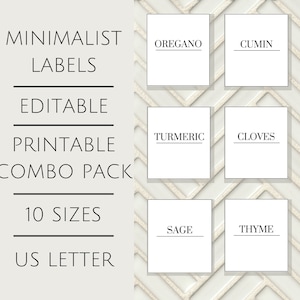 Editable Label Bundle, 10 Label Sizes, US Letter, Minimalist Labels, Editable Labels, Printable Label Set, Label Template Bundle