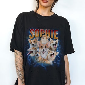 Rapper Pet Portrait from Photo Shirt Dog Rap Tee Design Custom Retro Dog Shirt 90s Vintage Custom Bootleg Rap Tee Dog Photo Collage Shirt