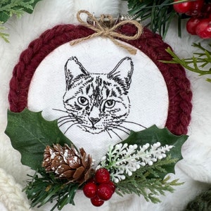 Custom Cat Ornament Ornament Cat Portrait from Photo Cat Memorial Gift Pet Loss Ornament Personalized Gift Cat Lover Embroidered Cat Custom