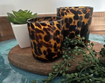Custom Scent Soy Candle: Tortoiseshell Glassware, Wooden Wick, 80 Hour Burn