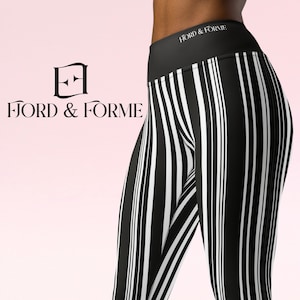 Contemporary Stripe Printed Yoga Leggings | High Waisted Patterned Leggings | Stretchy Workout Pants | Gym Fitness Leggings | Activewear