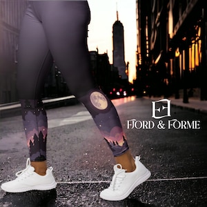 Midnight Moon Ombre Leggings | High Waist Yoga Leggings | Stretchy Workout Pilates Pants | Printed Activewear Leggings | Gym Sports Tights
