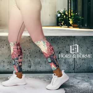 Cherry Blossom Sakura Leggings | Ombre Pattern High Waisted Leggings | Printed Yoga Pants | Durable Flexible Activewear | Gym Apparel