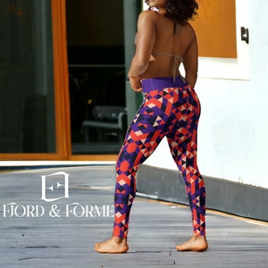 High Waist Geometric Pattern Yoga Pants | Printed Workout Leggings | Fitness Trousers | Gym Pilates  Legging Tights | Comfortable Activewear