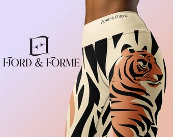 Tiger Art Design Yogahose | Yoga-Leggings mit Animal-Print | Hochwertiges Spandex | Stilvolle Activewear