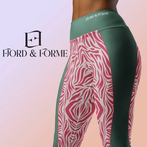 High Waisted Panelled Leggings | Zebra Pattern Animal Print Yoga Pants | Plus Size Spandex Women Activewear | Gym Workout Leggings