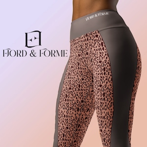 High Waisted Panelled Leggings | Leopard Patterned | Animal Print Yoga Pants | Plus Size Women Activewear | Gym Workout Leggings | Tights