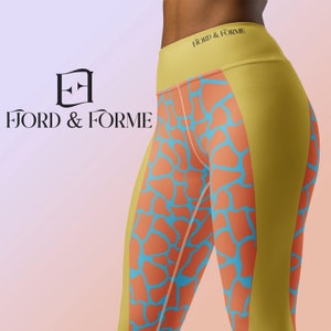 High Waisted Animal Print Gym Leggings | Workout Fitness Pants | Sports Tights | Giraffe Pattern Leggings Yoga Pants | Workout Gear