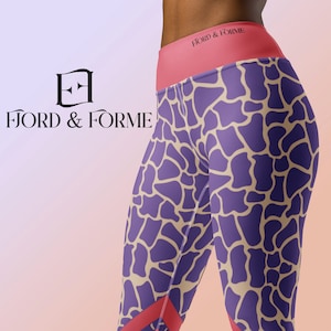 High Waisted Giraffe Pattern Leggings | Workout Yoga Pants | Animal Printed Gym Fitness Leggings | Sports Tights Bottoms | Activewear