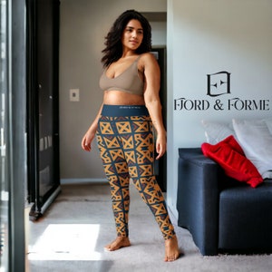 High Waisted Yoga Pants | Printed Gym Leggings | Pilates Workout Pants | Geometric Pattern Leggings | Comfortable Activewear | Sport Tights