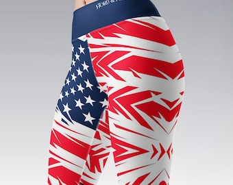 USA Sovereign Stripes High Waist Leggings - Deluxe Semiquincentennial Distressed Flag Yoga Pants | The 250th Anniversary Heritage Activewear