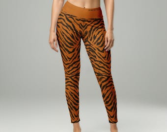 Sunset Hunter Yoga Pants - Animal Print Tiger High Waisted Leggings for Women | Designer Activewear