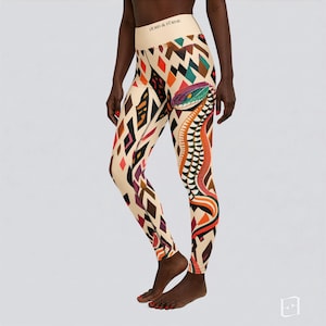 Serpent Diamond Yoga Pants - Animal Print Snake High Waisted Leggings for Women | Designer Activewear