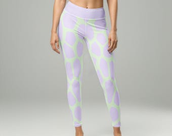 Lilac Oasis Yoga Pants - Animal Print Giraffe High Waisted Leggings for Women | Designer Athleisure