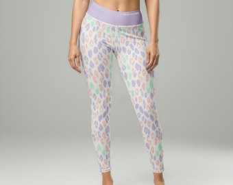 Pastel Leopard Yoga Pants - Animal Print High Waisted Leggings for Women | Designer Activewear
