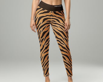 Amber Roar Yoga Pants - Animal Print Tiger High Waisted Leggings for Women | Designer Athleisure