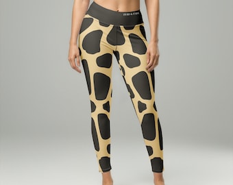 Savannah Grace Yoga Pants - Giraffe Animal Print High Waisted Leggings for Women | Designer Activewear