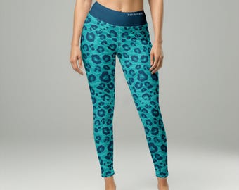 Blue Lagoon Yoga Pants - Animal Print Leopard High Waisted Leggings for Women | Designer Athleisure
