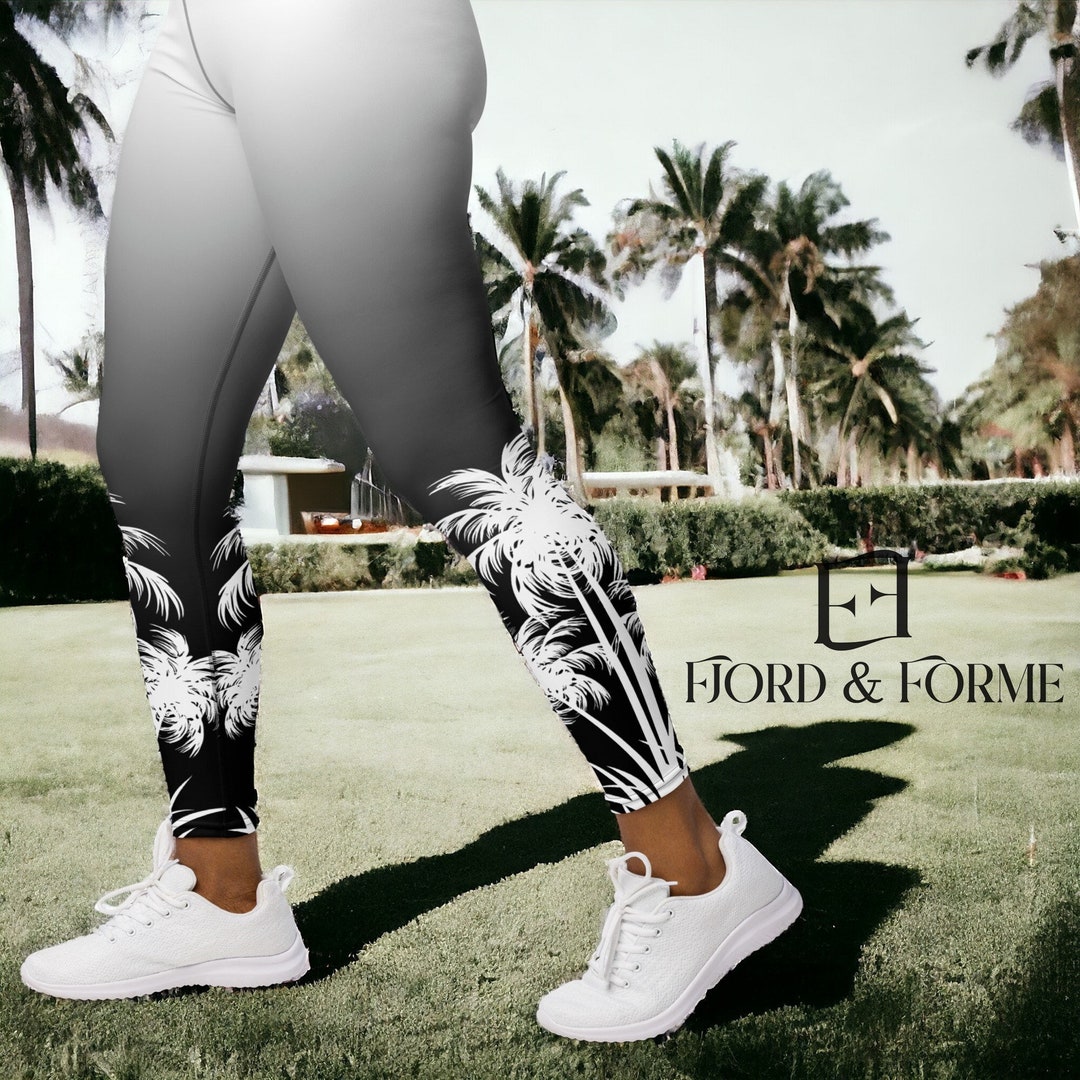 Palm Trees Ombre Leggings Printed Yoga Leggings High Waist