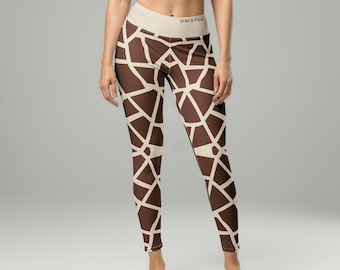 Geometric Giraffe Yoga Pants - Geometric  Animal Print High Waisted Leggings for Women | Designer Activewear