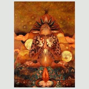 Oeuvre d'art : CAPRICORNE - LA RÉCOLTE. Peinture originale, impression sur Canva, Affiche et Carte postale.
