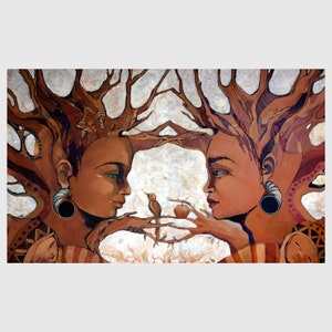 Œuvre d’art : TERRE RACINE. Peinture originale, impression sur Canva, affiche et carte postale