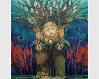 Work of Art: BE A TREE. Original painting, prints on Canvas, Poster and Postcard.