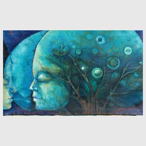 Oeuvre d'Art : NUIT, dans le JARDIN des ÉTOILES. Peinture originale, impression sur Canva, Affiche et Carte postale.