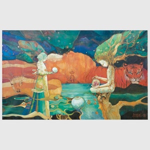 Oeuvre d'Art : LES ÊTRES du PAYSAGE. Peinture originale, impression sur toile, affiche et carte postale.