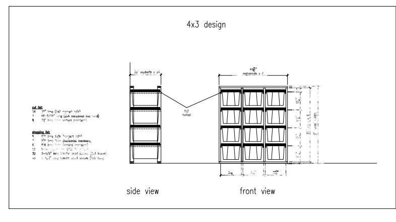 Storage Container Rack 4x3 - Drawing and Shopping List - Etsy