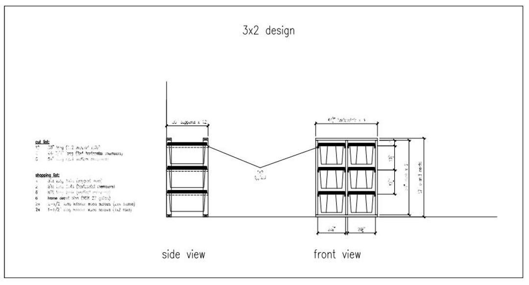 Container Rack Design Plan Storage Container Rack 3x2 - Drawing and Shopping List - Etsy