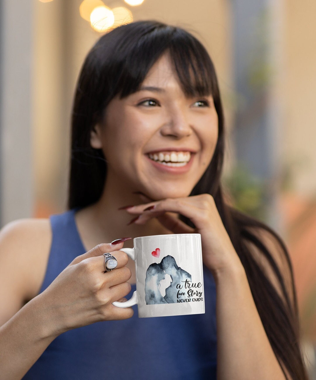 A True Love Story Never Ends Mug 11oz, Valentine's Day Gift, Happy