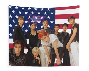 NCT 127 America Flag Tapestry, Kpop Funny Room Merch, Gift for NCTZEN Kpop Fan, NCT 127 Kpop Merch, Kpop Fan Merch Wall Decor, Nct Merch,Nct