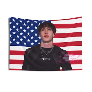 Stray Kids Bang Chan American Flag Skz Tapestry Gift for KPOP Fan