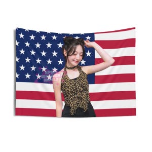 Kpop StayC Seeun America Flag Indoor Wall Tapestry - Unique Home Decor, Kpop Fan Gifts, StayC Merchandise, Room Wall Hanging, StayC Concert