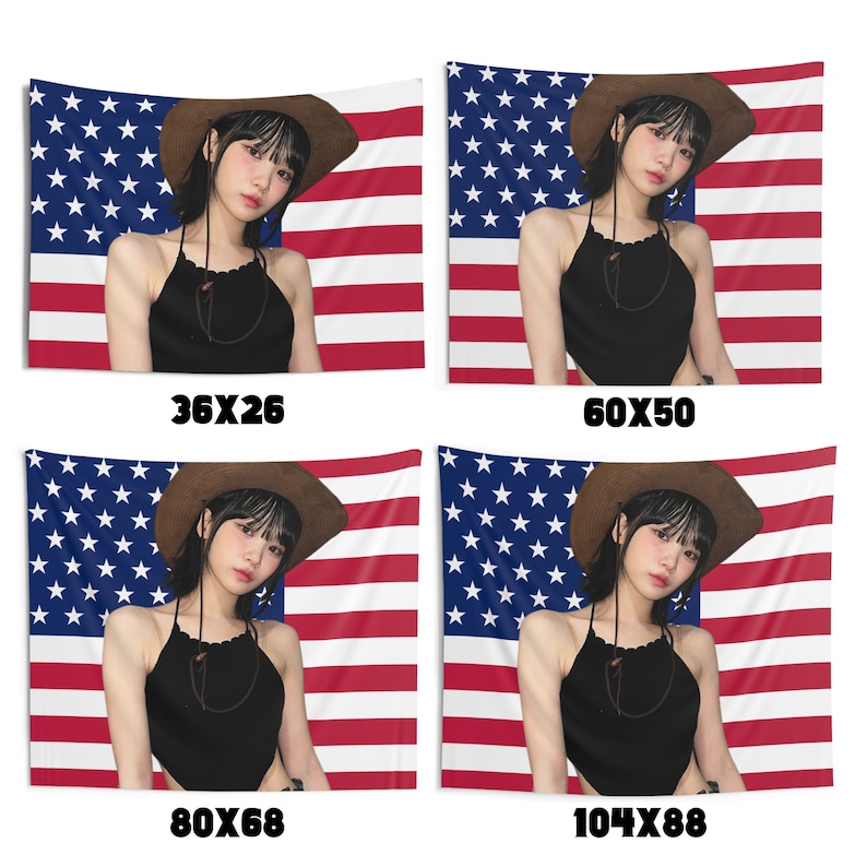 Le Sserafim Chaewon America Flag Tapestry, Kpop Funny Room Merch, Gift for Le Sserafim FEARNOT Kpop Fan, Kpop Merch Le Sserafim Chaewon image 3