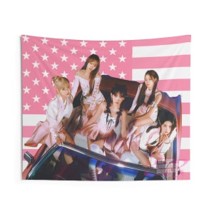 Le Sserafim Pink America Flag Tapestry, Kpop Funny Room Merch, Gift for Le Sserafim FEARNOT Kpop Fan, Kpop Merch Le Sserafim