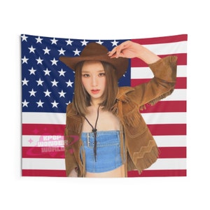 Loona Heejin America Flag Tapestry, Kpop Funny Room Merch, Loona Artms Kpop Merch, Kpop Merch Wall Decor, Gift for Loona Fan, Heejin Loona